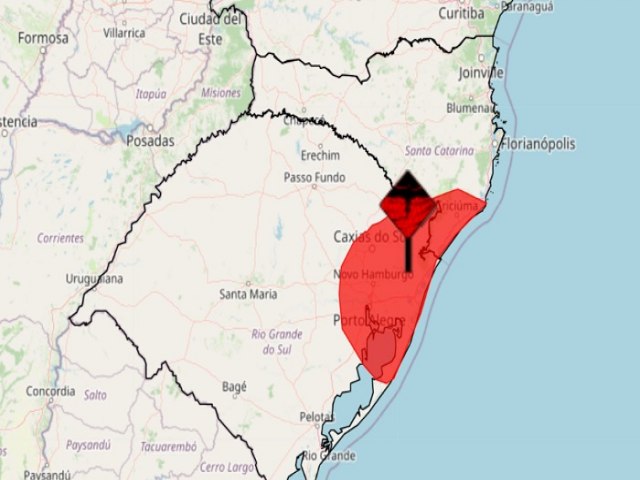 Alerta vermelho: Tempestades, raios e rajadas de ventos que podem ultrapassar 100 km/h em SC e RS