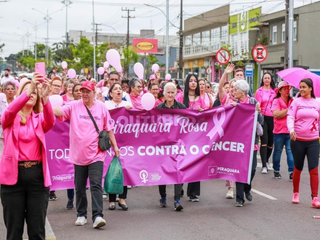 Caminhada Piraquara Rosa conclui o calendrio de aes do Outubro Rosa