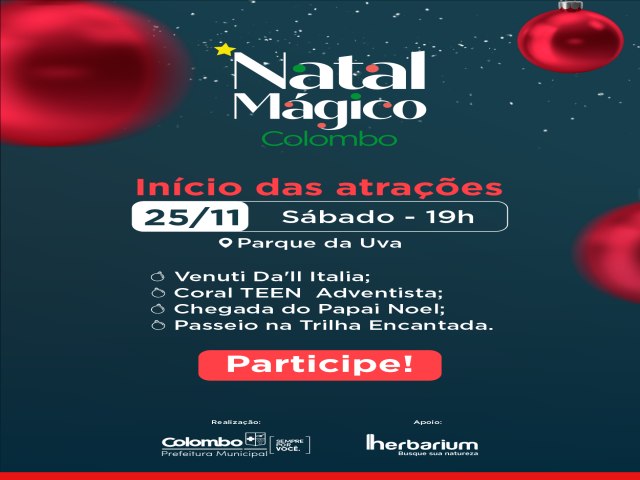 Natal Mgico em Colombo ser oficialmente lanado neste sbado (25)