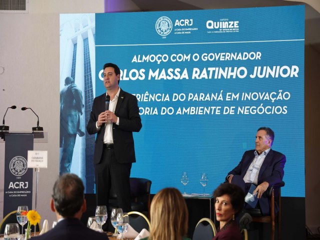 Ratinho Junior apresenta avan�os econ�micos do Paran� a lideran�as empresariais do Rio de Janeiro