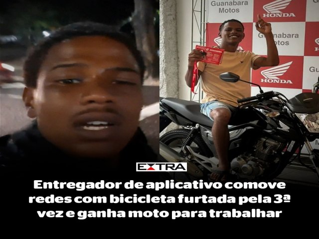 ENTREGADOR DE APLICATIVO TEVE A BIKE FURTADA  E GANHA UMA MOTO 