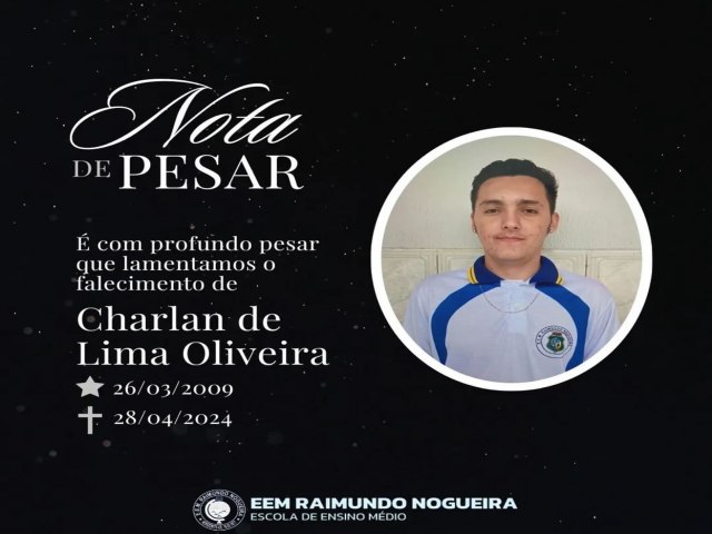 Escola Raimundo Nogueira de Horizonte divulga nota de pesar para jovens Rafael Gomes e Charlan de Lima.