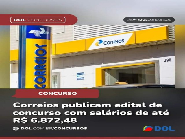 Correios publica edital de concurso.