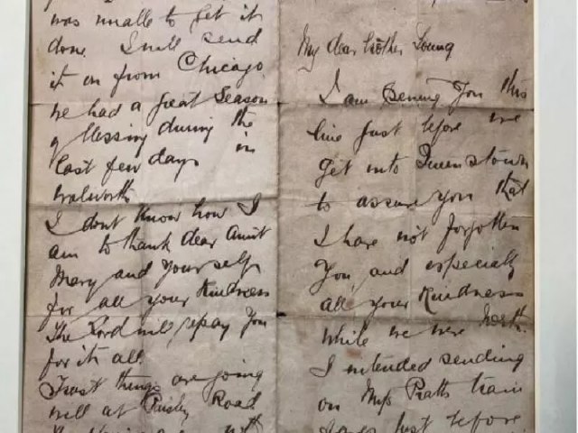 Carta de pastor que morreu no Titanic ser leiloada