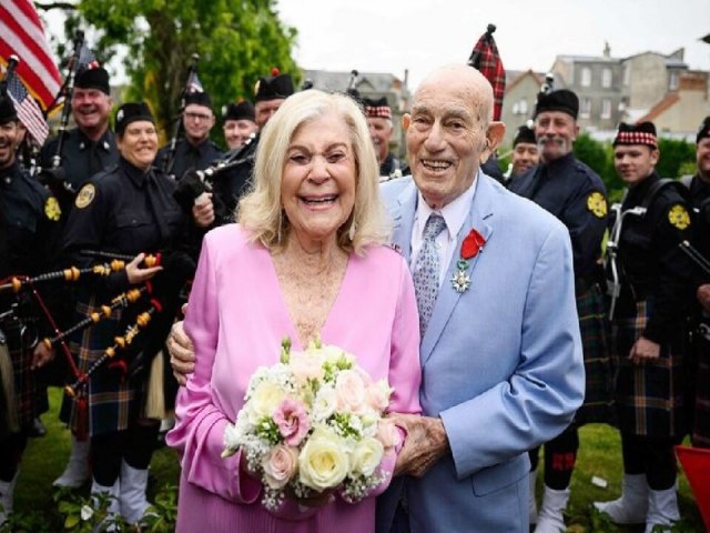 Aos 100 anos, veterano da 2 Guerra se casa com noiva de 96 na Frana