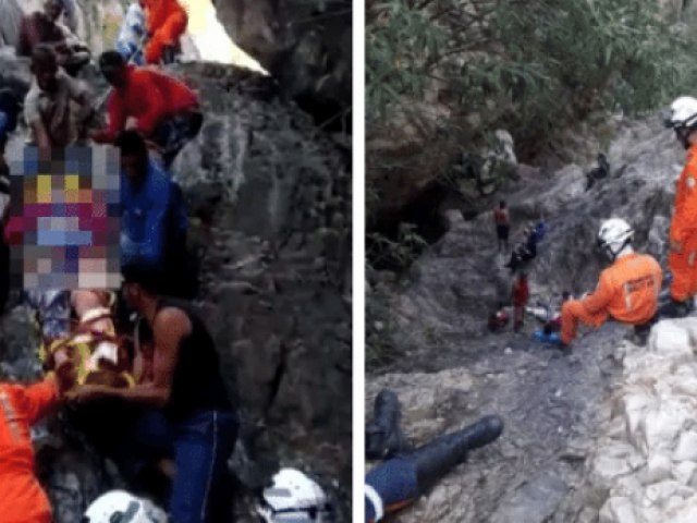 Pedra se desprende de cnion e deixa uma mulher morta e uma ferida na BA