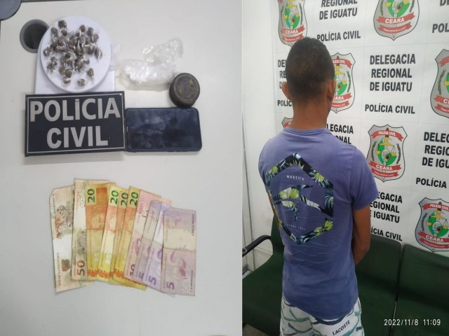 POLCIA CIVIL CUMPRE MANDADO DE BUSCA E EFETUA PRISO DE TRAFICANTE DE DROGAS EM IGUATU/CE