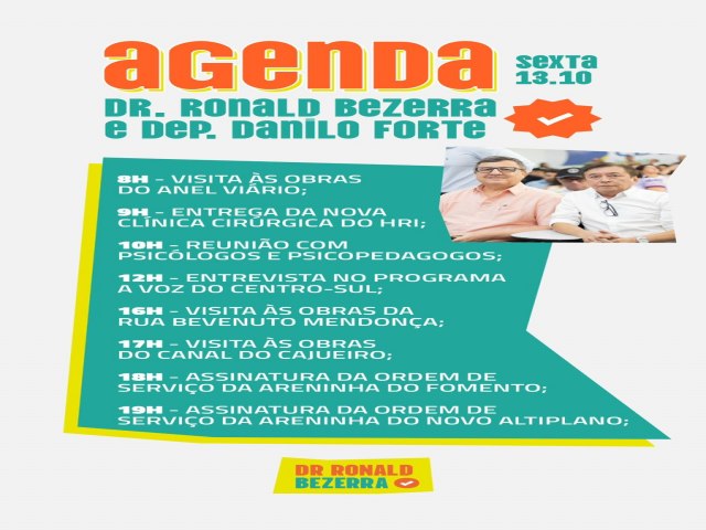 Enquanto adversrios se movimentam politicamente, o prefeito de Iguatu Dr. Ronald Bezerra turbina agenda de gesto