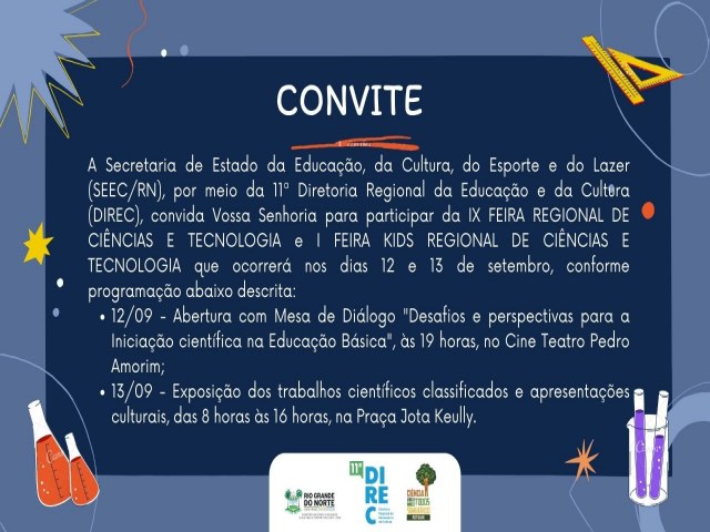 11 Direc promove IX Feira Regional de Cincias e Tecnologia e I Feira Kids de Cincias e Tecnologia dias 12 e 13 de setembro em Ass