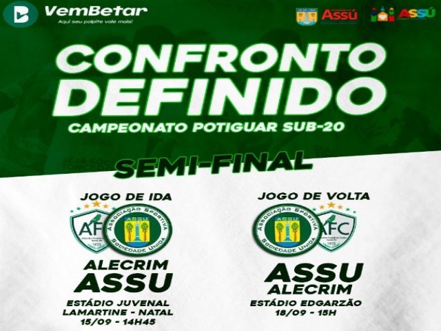 Futebol: Alecrim e ASSU fazem primeiro jogo da semifinal do Estadual Sub-20 nesta quinta-feira 