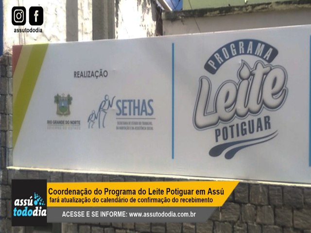 Coordenao do Programa do Leite Potiguar em Ass far atualizao do calendrio de confirmao do recebimento 