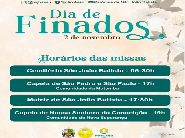 Parquia de So Joo Batista divulga horrios de missas do Dia de Finados 