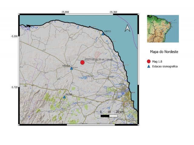 Sequncia de tremores de terra  registrada na regio do municpio de Joo Cmara