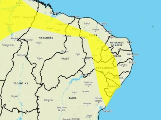 Inmet emite alerta de chuvas intensas em 30 cidades do RN