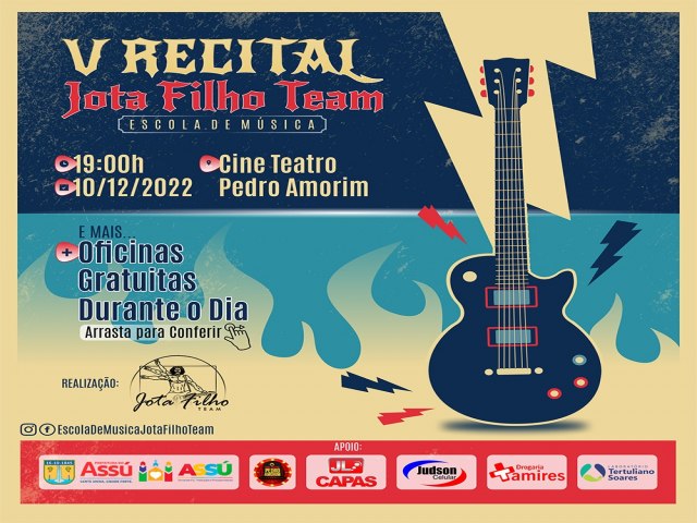 Jota Filho Team Escola de Msica realizar recital no dia 10 e evento ter trs oficinas 