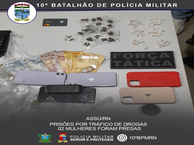 Mulheres presas com drogas nesta sexta-feira no bairro Dom Elizeu  