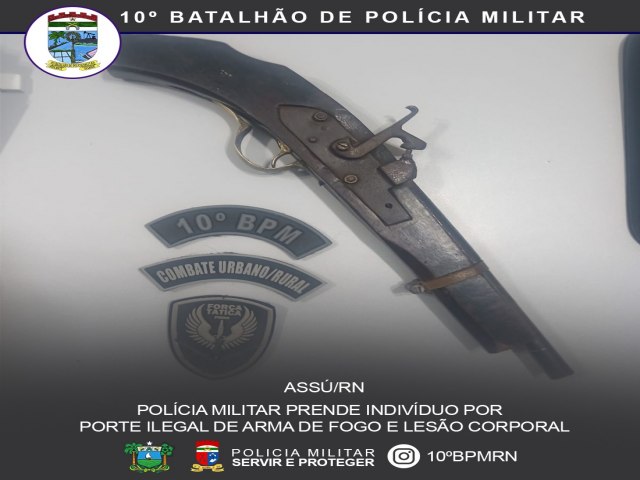 Indivduo  preso em Ass por porte ilegal de arma de fogo e leso corporal 