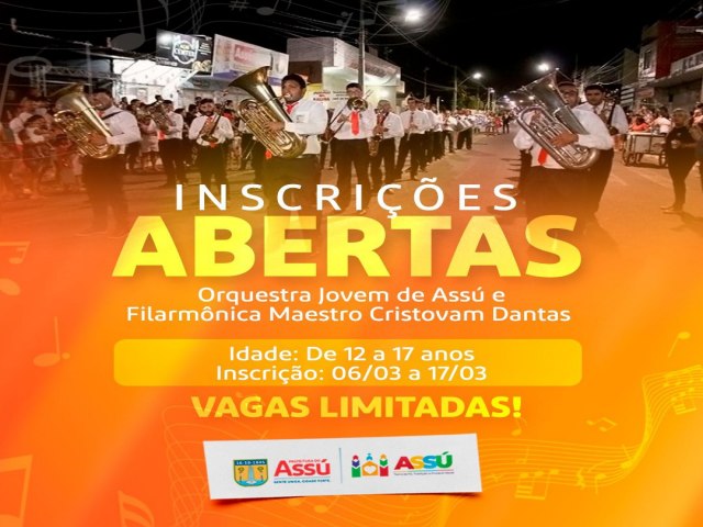 Orquestra Jovem de Ass e Filarmnica Maestro Cristovam Dantas abrem seleo para novos alunos