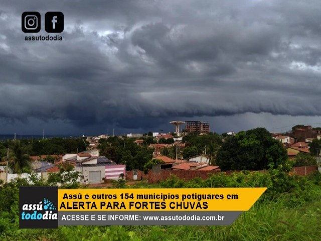 Alerta de chuvas intensas em Ass e outros 154 municpios potiguares 