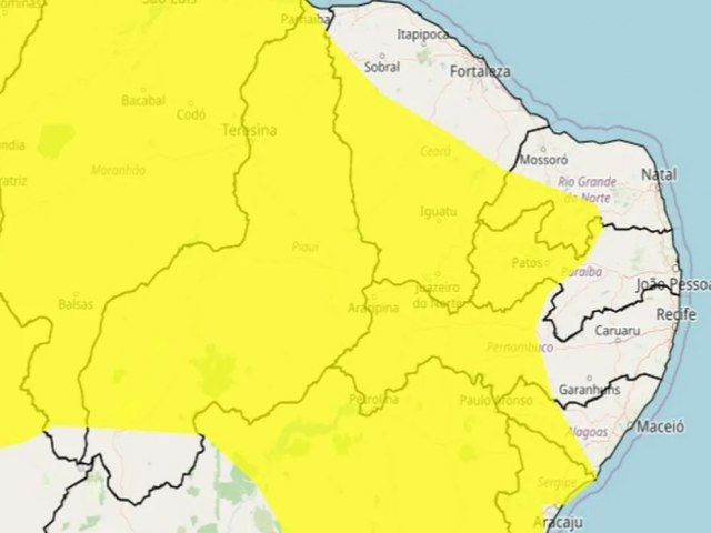 Inmet emite alerta de chuvas intensas para 73 cidades do RN