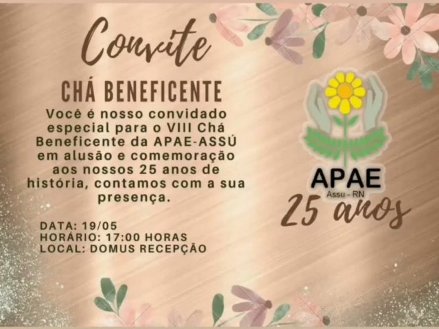 Oitava edio do Ch Beneficente da Apae ser realizada dia 19 de maio 