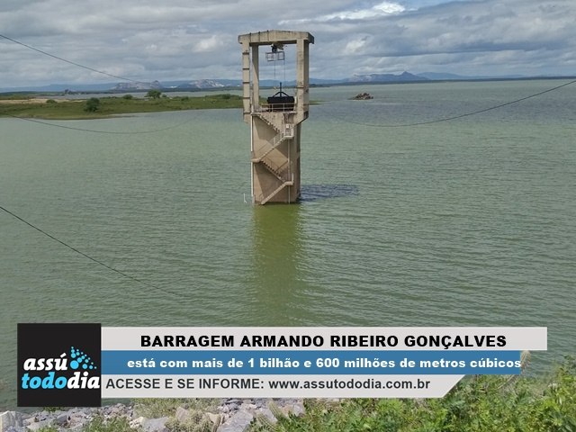 Reserva hdrica da Barragem Armando Ribeiro Gonalves est acima de 1 bilho e 600 milhes de metros cbicos 