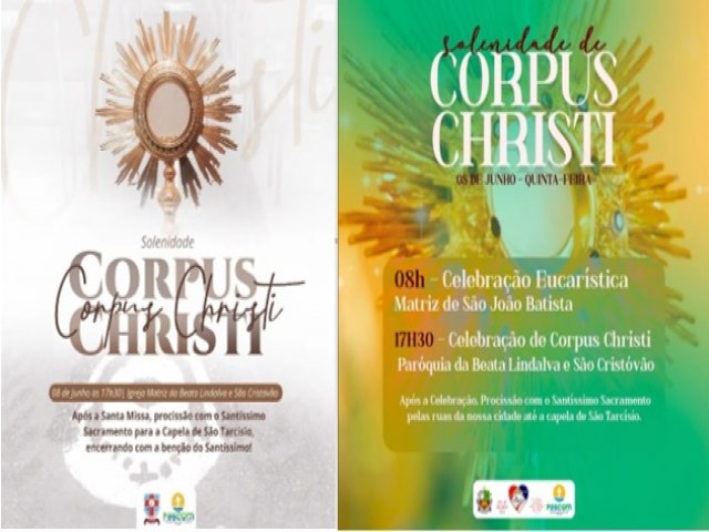 Igreja catlica divulga programao de missas no Dia de Corpus Christi 