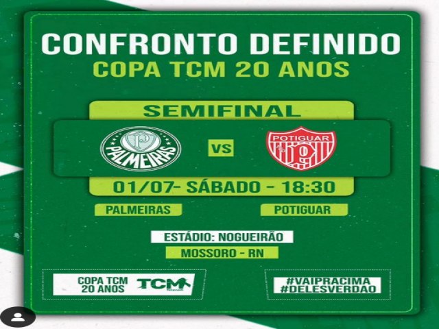 Palmeiras de Ass enfrenta o Potiguarem busca da vaga para a final da Copa TCM 20 anos 