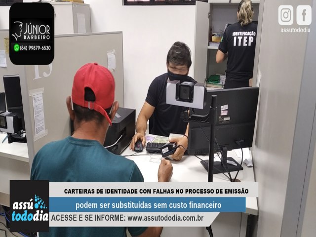 Carteiras de identidade com falhas no processo de emisso podem ser substitudas sem custo financeiro 