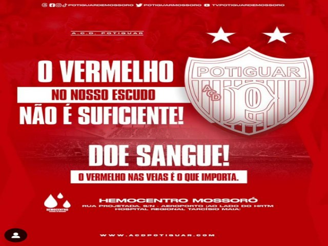 Potiguar retira vermelho do escudo para incentivar doao de sangue