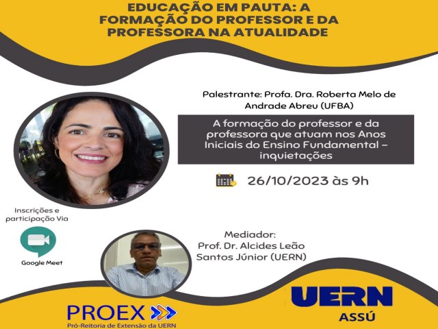 Departamento de Educao da Uern Ass promover webinrio sobre formao do professor