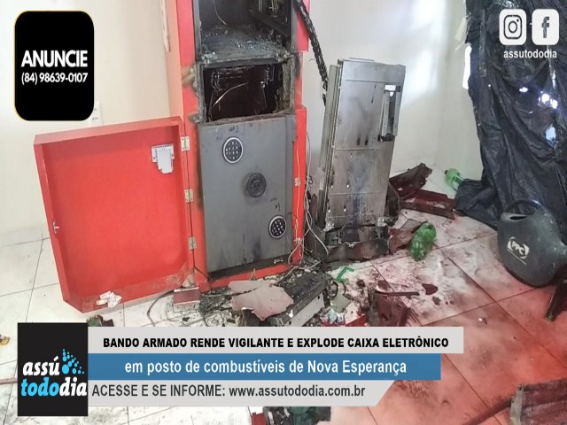 Bando armado rende vigilante, explode caixa eletrnico em posto de combustveis e leva todo o dinheiro 