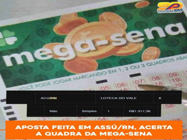 Mega Sena: Aposta feita em Ass acertou a Quadra 