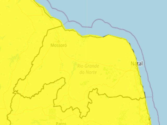 Inmet emite alerta de chuvas intensas para 127 cidades do RN