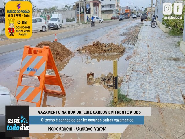 Vazamento em frente a UBS na rua Dr. Luiz Carlos 