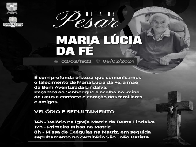 Morreu Maria Lúcia - Mãe da beata Lindalva 