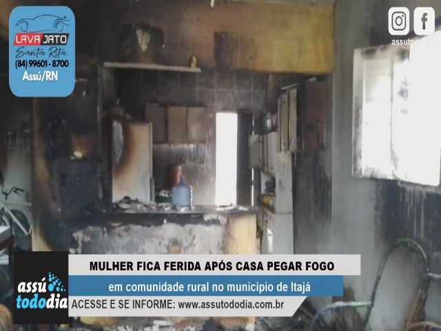 Mulher fica ferida aps casa pegar fogo em comunidade rural no municpio de Itaj 