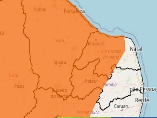 Inmet emite alerta de chuvas intensas para Assú e outros municípios nas regiões Central, Oeste, Leste e Agreste do RN