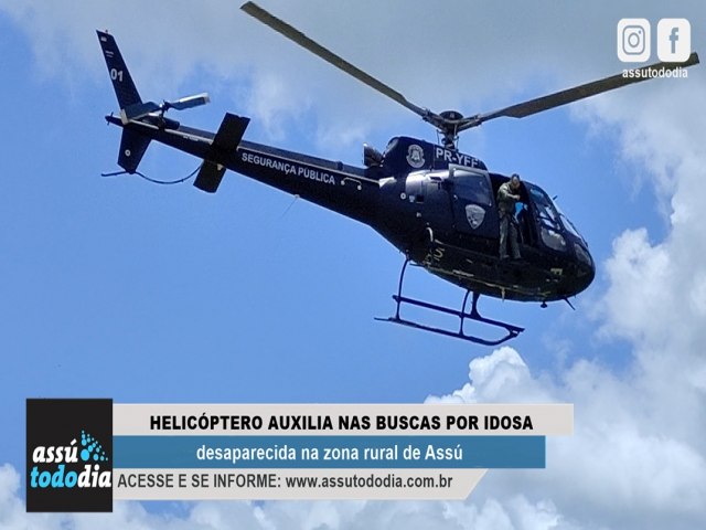 Helicptero auxilia nas buscas por idosa desaparecida na zona rural de Ass    