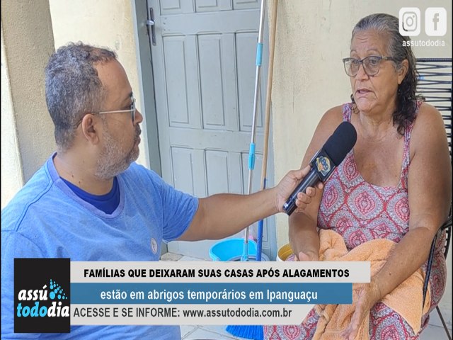 Famlias que deixaram suas casas aps alagamentos em Ipanguau esto em abrigos temporrios