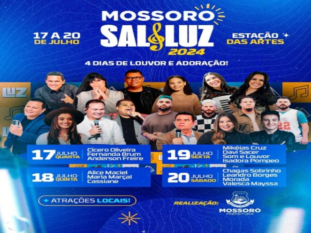 Fernanda Brum, Morada, Cassiane... Divulgada a lista de atraes do Mossor Sal & Luz 2024 