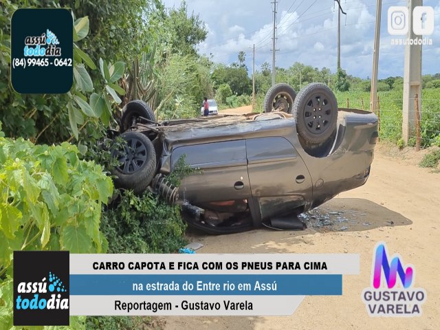 Carro capota e fica com os pneus para cima na estrada do Entre rio em Ass