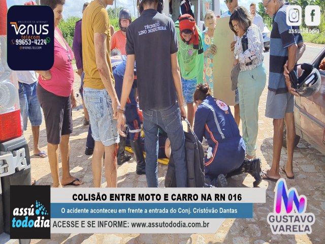 Coliso entre carro e moto foi registrada nesta quinta-feira no Conjunto Cristvo Dantas