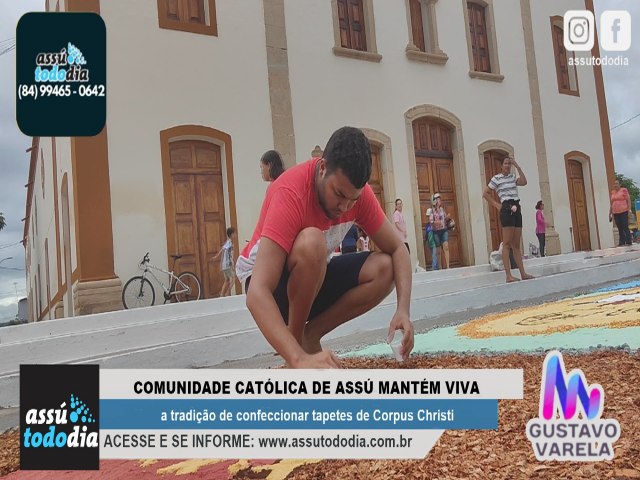 Comunidade catlica de Ass mantm viva a tradio de confeccionar tapetes de Corpus Christi