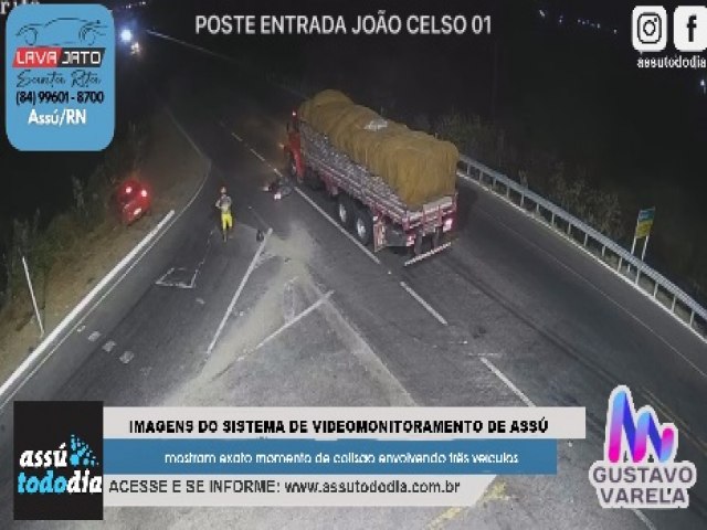 Imagens do sistema de videomonitoramento de Ass mostram exato momento de coliso envolvendo trs veculos