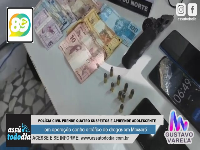 Polcia Civil prende quatro suspeitos e apreende adolescente em operao contra o trfico de drogas em Mossor