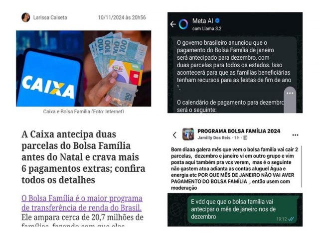  falso contedo dizendo que parcela de janeiro do Bolsa Famlia ser paga junto  de dezembro