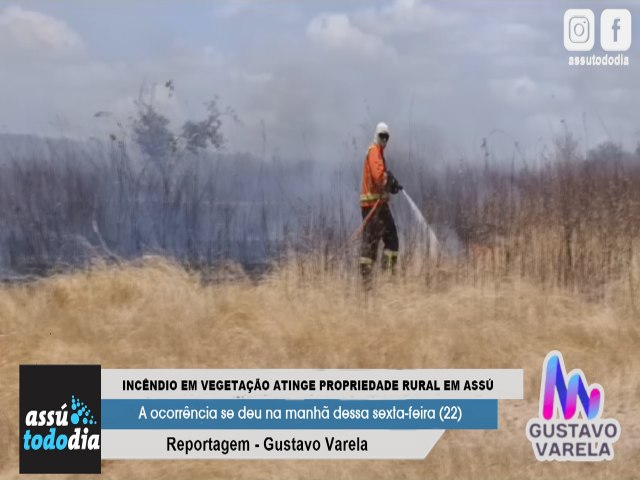 Incndio em vegetao atinge propriedade rural em Ass