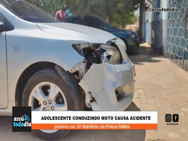 Adolescente conduzindo moto causa acidente pr�ximo ao 10� Batalh�o de Pol�cia Militar