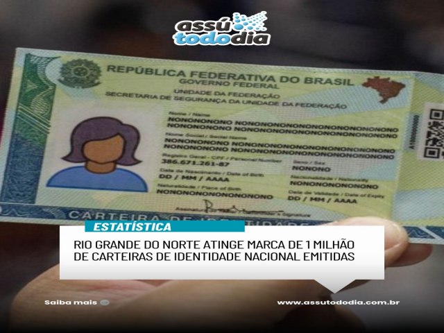 Rio Grande do Norte atinge marca de 1 milh�o de Carteiras de Identidade Nacional emitidas